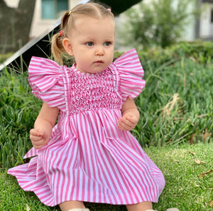 Vestido Panalillo Rayas Rosa